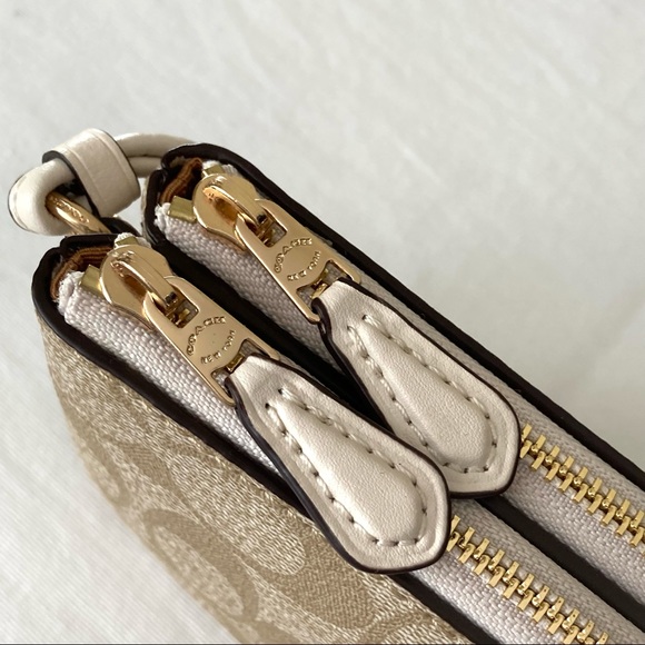 COACH Double Corner Zip Wristlet in Signature Canvas - Picture 10 of 11